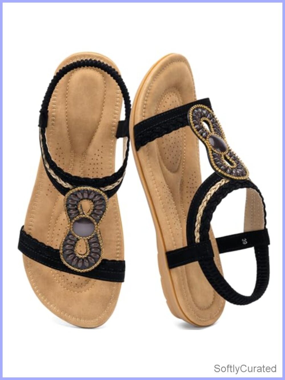 Diarilip Women's Rhinestone Woven Ankle Strap Flat Sandals Faux Leather B